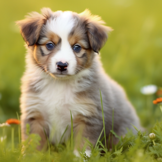 cute merle Aussiechon puppy